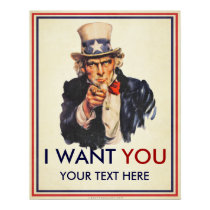Uncle Sam "I Want You" Personalized Poster posters