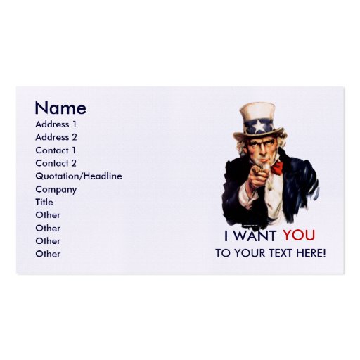 Uncle Sam Personalized Business Cards