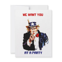 UNCLE SAM POINTING PARTY INVITATION ~EZ2 CUSTOMIZE