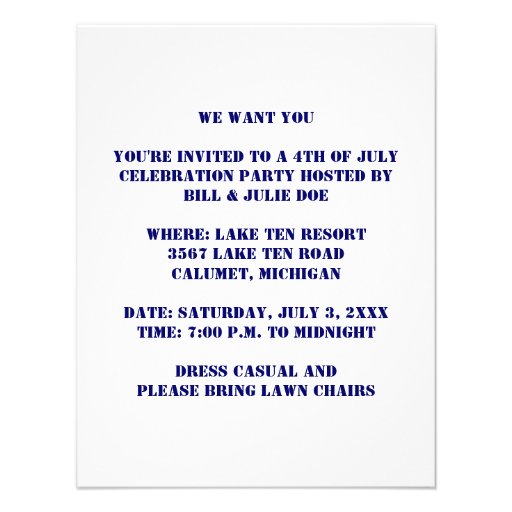UNCLE SAM POINTING PARTY INVITATION ~EZ2 CUSTOMIZE