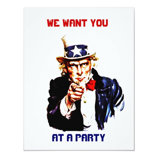 UNCLE SAM POINTING PARTY INVITATION ~EZ2 CUSTOMIZE (front side)