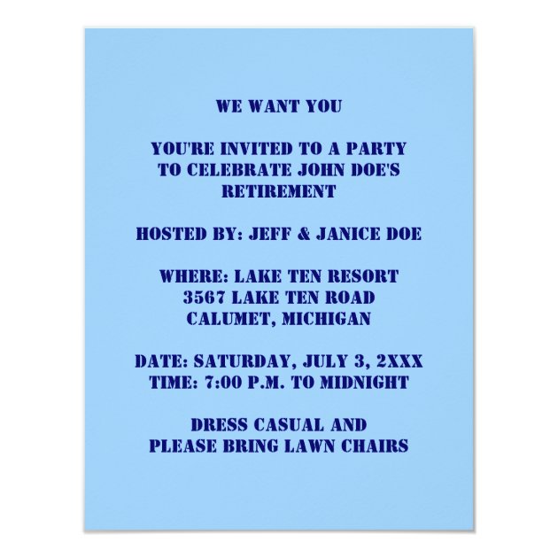 UNCLE SAM POINTING PARTY INVITATION ~EZ2 CUSTOMIZE