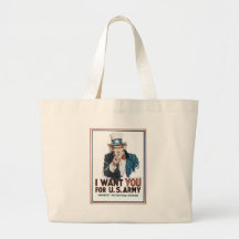 Uncle Sam Poster, America. I Want You For... Canvas Bags