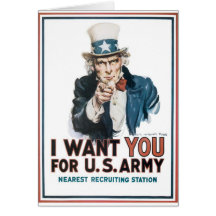 Uncle Sam Poster, America. I Want You For... Cards