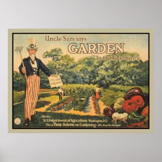 Uncle Sam says: garden to cut food costs Poster