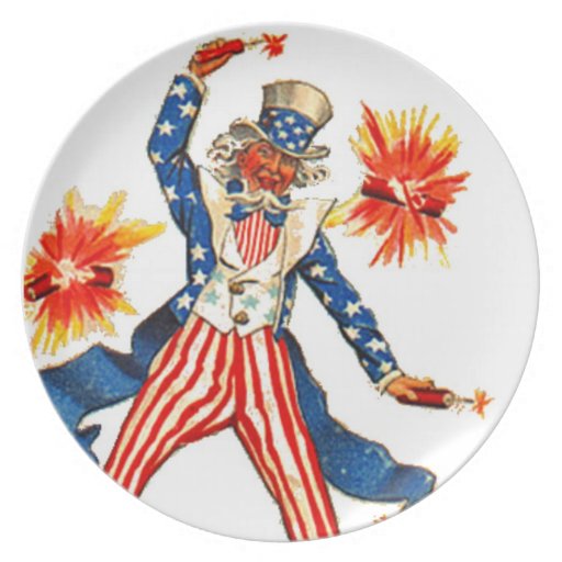 Uncle Sam Sparklers 4th of July Decoration Vintage Party Plates