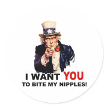 Uncle Sam WANT YOU BITE MY NIPPLES stickers by doonidesigns Uncle Sam WANT YOU BITE MY NIPPLES stickers