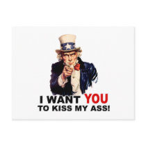 Uncle Sam WANT YOU KISS MY ASS  postcards