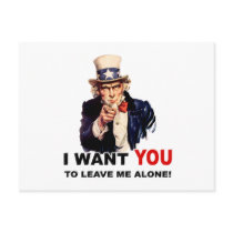 Uncle Sam WANT YOU LEAVE ME ALONE postcards