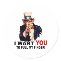 Uncle Sam WANT YOU PULL MY FINGER stickers by doonidesigns Uncle Sam WANT YOU PULL MY FINGER stickers