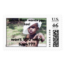 Uncle Sam wants you too!, won't YOU write back?... postage