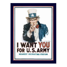 Uncle Sam Wants You World War 2 Postcard