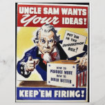 Uncle Sam Wants Your Ideas, Keep 'Em Firing Full Color Flyer