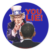 Uncle Sam You Lie Round Sticker