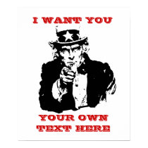 Uncle Same Poster "I want you" Custom Poster posters