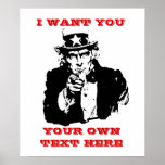 Uncle Same Poster "I want you" Custom Poster