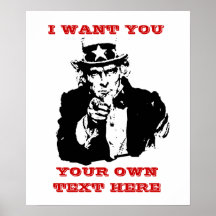 Uncle Same Poster "I want you" Custom Poster