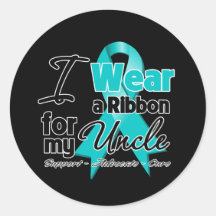 Uncle - Teal Awareness Ribbon Round Sticker