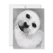 Unconditional Love Harp Seal Personalized Invitations