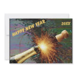 Uncorked Bottle Fireworks Happy New Year in Staine Custom Announcements