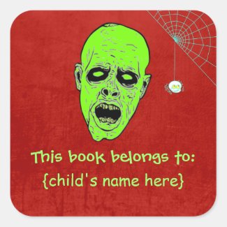 Undead Zombie Head with Spider - Book Belongs To