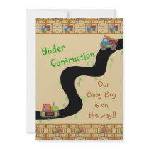 Under Construction Boy Baby Shower Invitations
