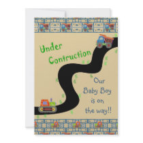 Under Construction Boy Baby Shower Invitations Bl