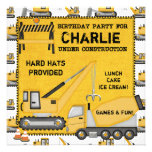 Under Construction Custom Birthday Invitations