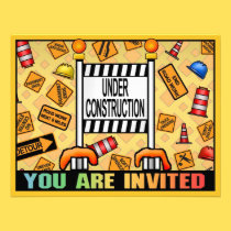 Under Construction Theme Kids Party Invitation invitations