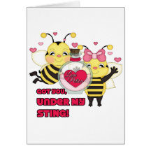Under My Sting Funny Valentine Bees Greeting Cards