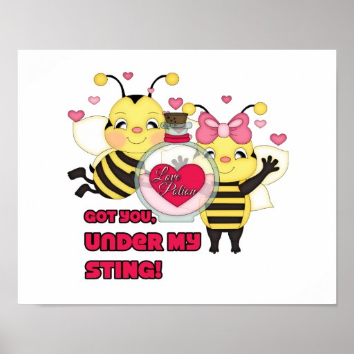 Under My Sting Funny Valentine Bees Posters