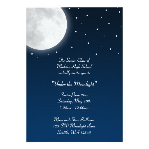 Under the Moonlight Party Dance Prom Formal Custom Invite