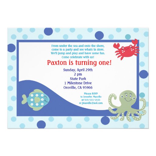 Under the Sea 5x7 Calypso Ocean Birthday Invite