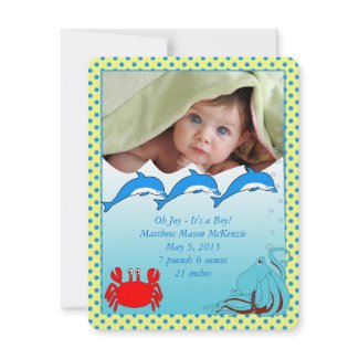 Under the Sea Baby Boy Announcement invitation