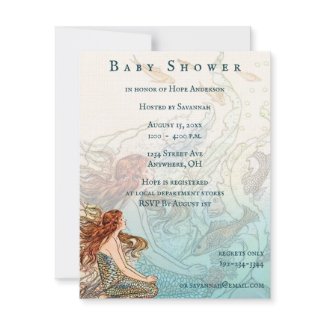 Under the Sea Baby Girl Shower Announcement invitation