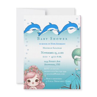 Under the Sea Baby Girl Shower Announcement invitation