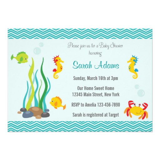 Under The Sea Baby Shower Invitation Ocean Blue Card