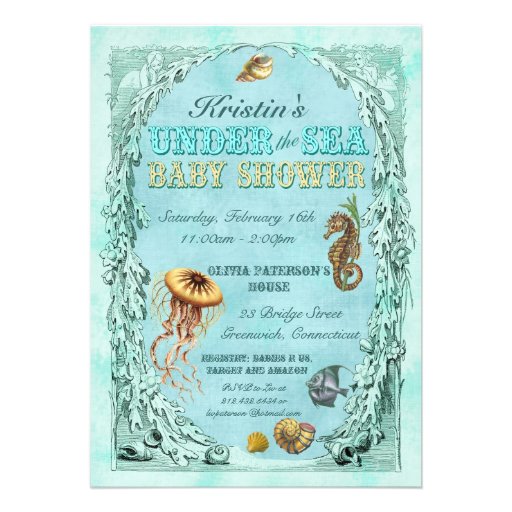 Under the Sea Baby Shower Invitation - teal