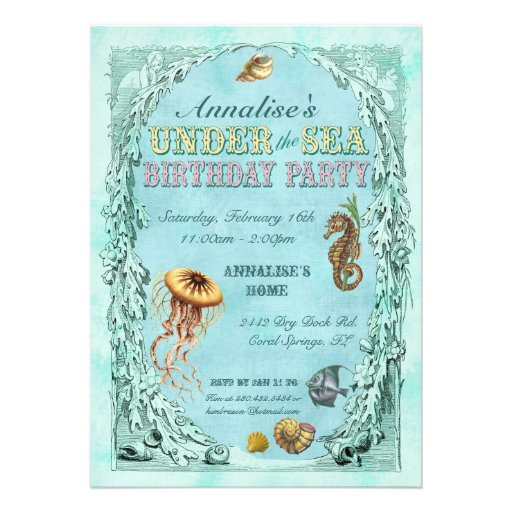 Under the Sea Birthday Party Invitation - Pink
