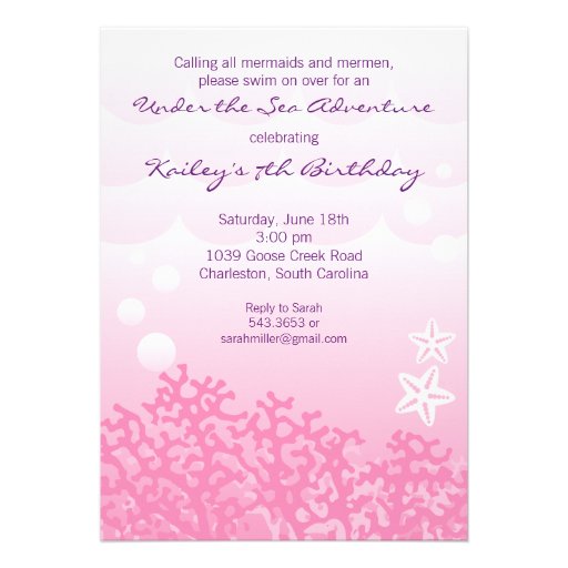 Under the Sea Birthday Party Invitation (Pink)