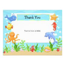 Under the Sea Birthday Party Thank You Card Personalized Invitations