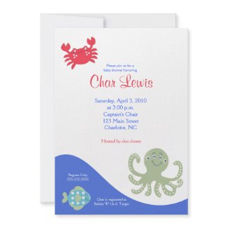 Under the Sea Calypso Baby Shower 5 x 7 invite invitation