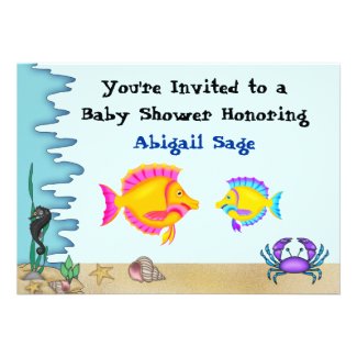 Under the Sea Fish Baby Shower Invites for Boys