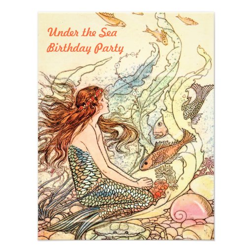 Under the Sea Mermaid Birthday Party Custom Invite