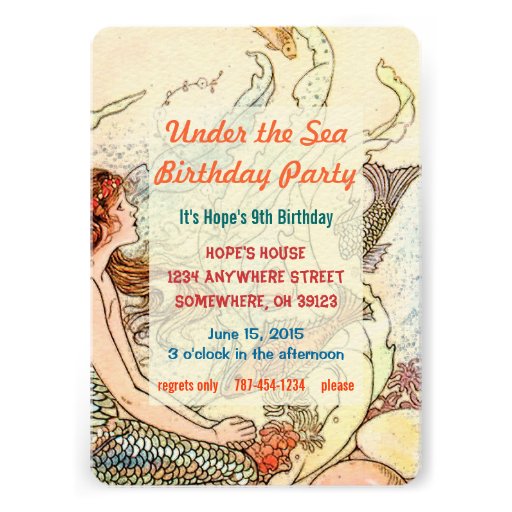 Under the Sea Mermaid Birthday Party Invitation