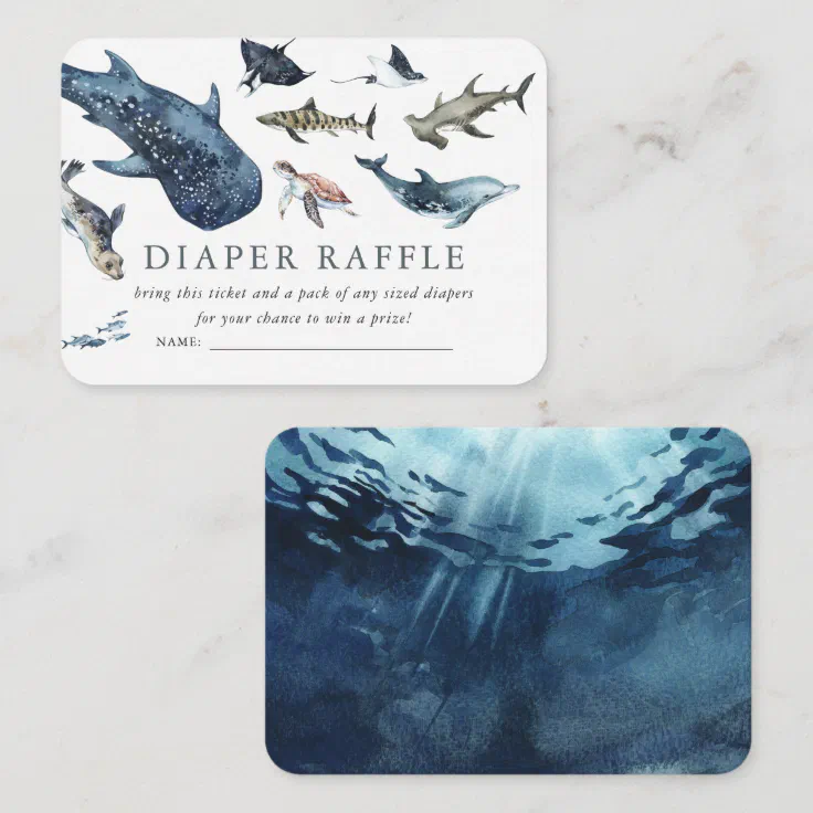 Under The Sea Ocean Baby Shower Diaper Raffle Enclosure Card Zazzle