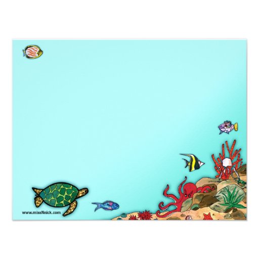 Under the Sea- Ocean Life Note Card Custom Invite