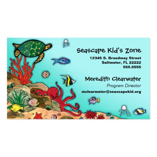 Under the Sea- Ocean Life Profile Card Business Card Template (front side)