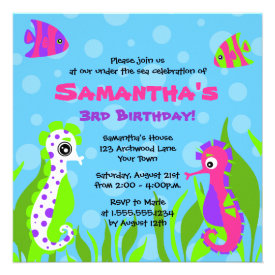 Under the Sea Ocean Themed Kids Birthday Party Custom Invitations