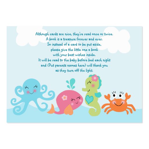 Under the Sea/Pink Whale Favor Tag/Card Business Cards
